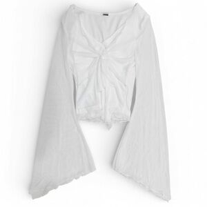 White Flowy Long Sleeve Top